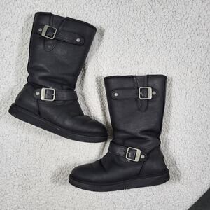 UGG Sutter or Kensington black leather moto boots womens boots size 7
